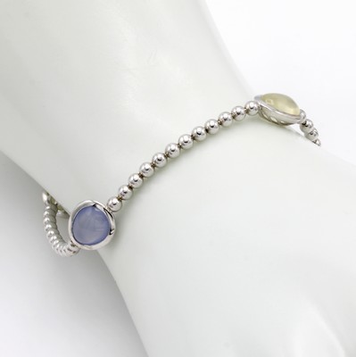 Image Flexibles Kugelarmband mit Farbsteinen, WG 585/000, 2 blaue Calcedone zus. ca. 4 ct, 2 ...