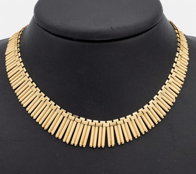Image 26934543 - 14 kt Gold Collier, GG 585/000, Mittelteil mit strukt. bewegl. Stäben im Verlauf, ...
