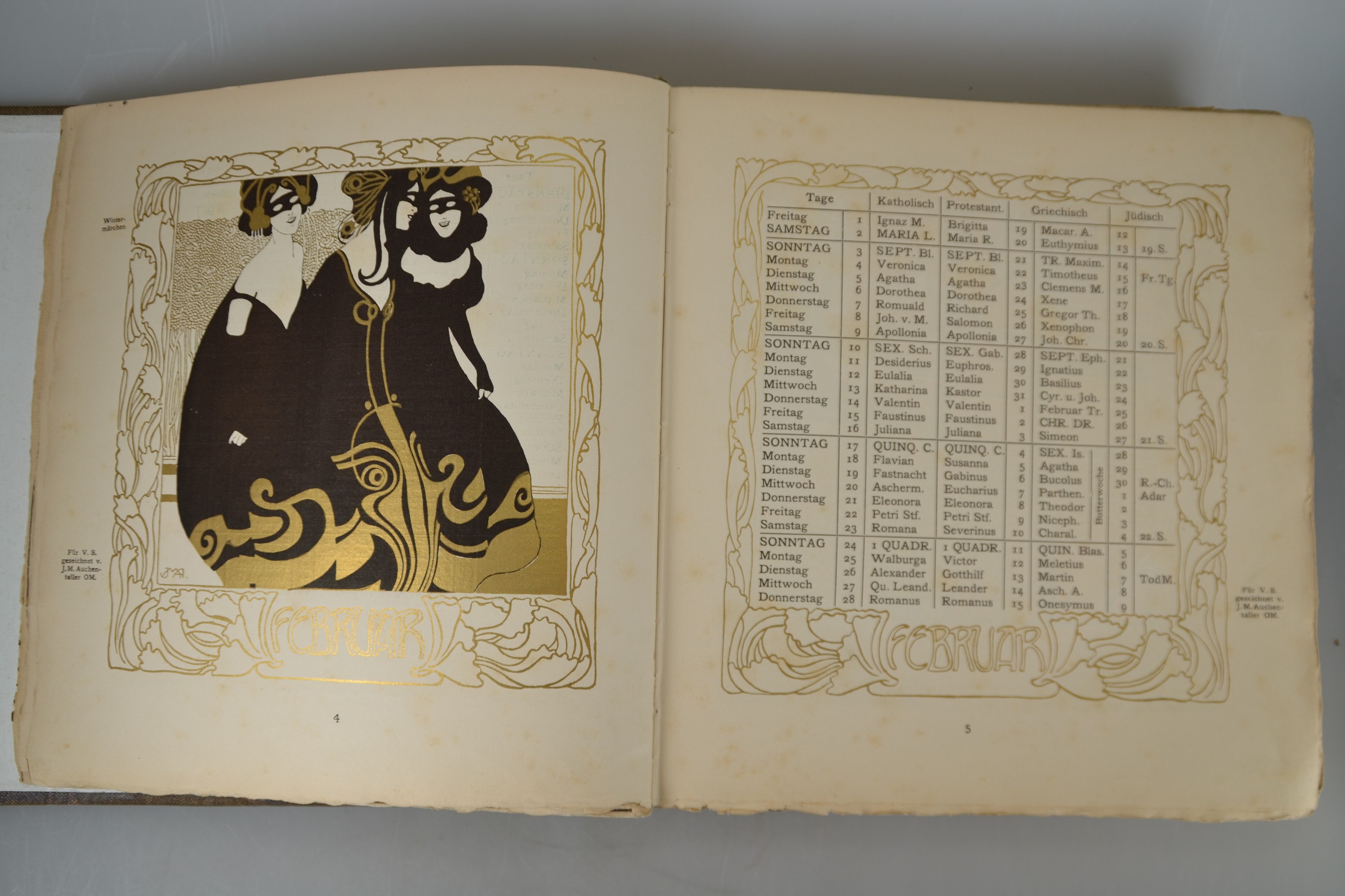 Detail e: Ver Sacrum "Mittheilungen der Vereinigung Bildender Künstler Österreichs", III. Jahr 1900, mit originalem Textileinband von Koloman ...