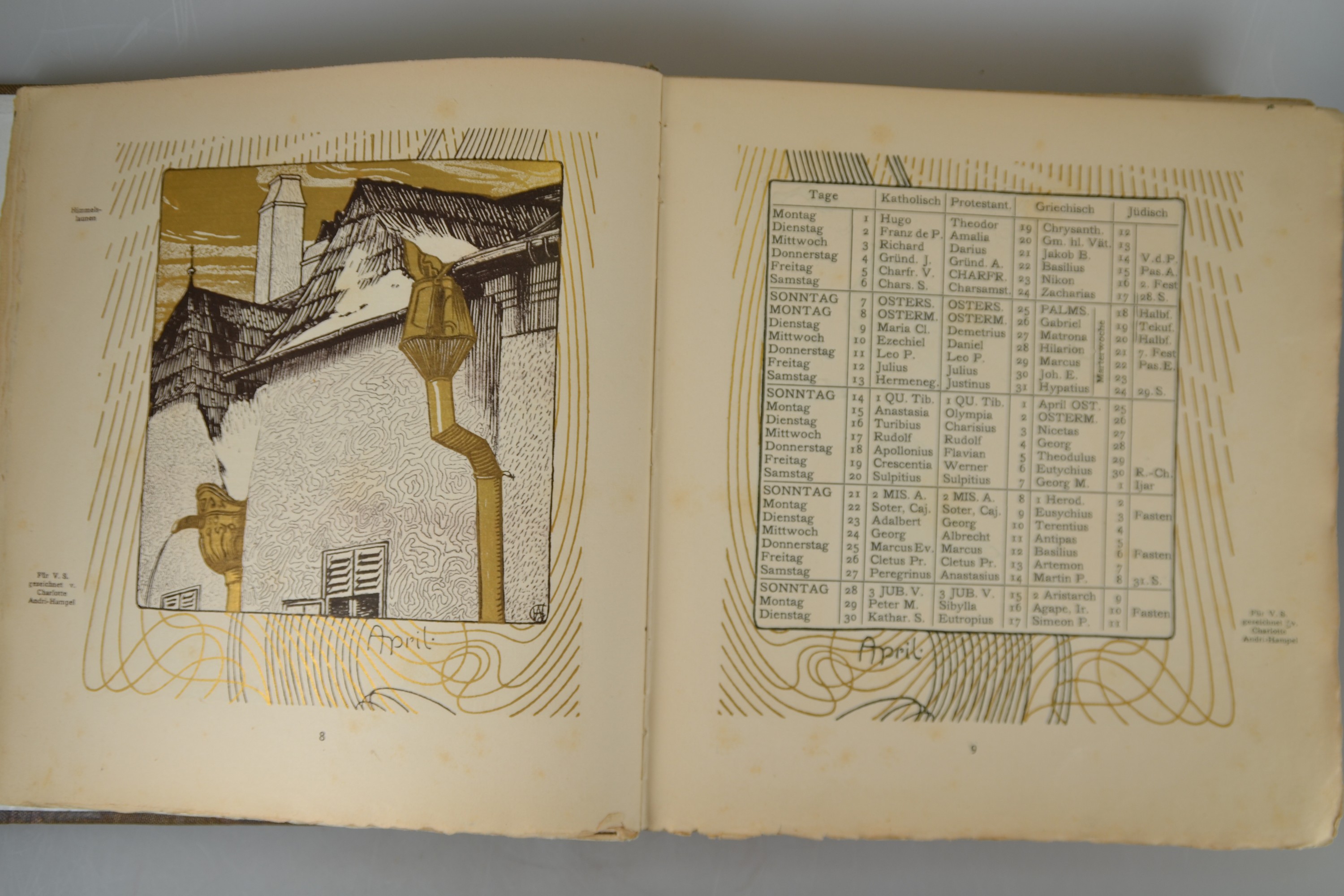 Detail g: Ver Sacrum "Mittheilungen der Vereinigung Bildender Künstler Österreichs", III. Jahr 1900, mit originalem Textileinband von Koloman ...