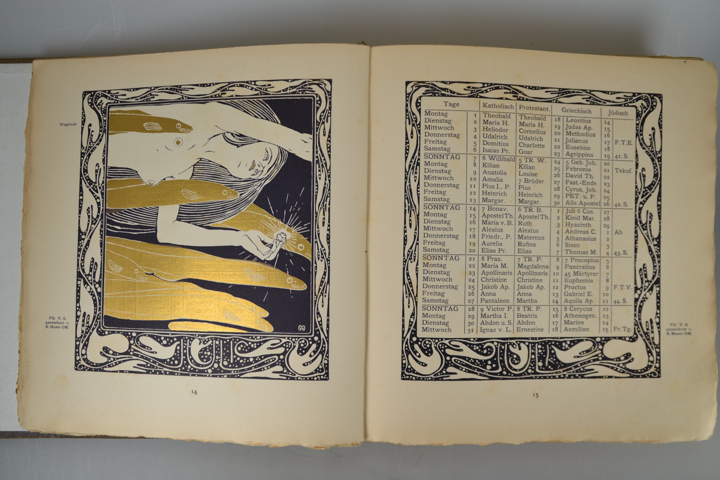 Detail j: Ver Sacrum "Mittheilungen der Vereinigung Bildender Künstler Österreichs", III. Jahr 1900, mit originalem Textileinband von Koloman ...