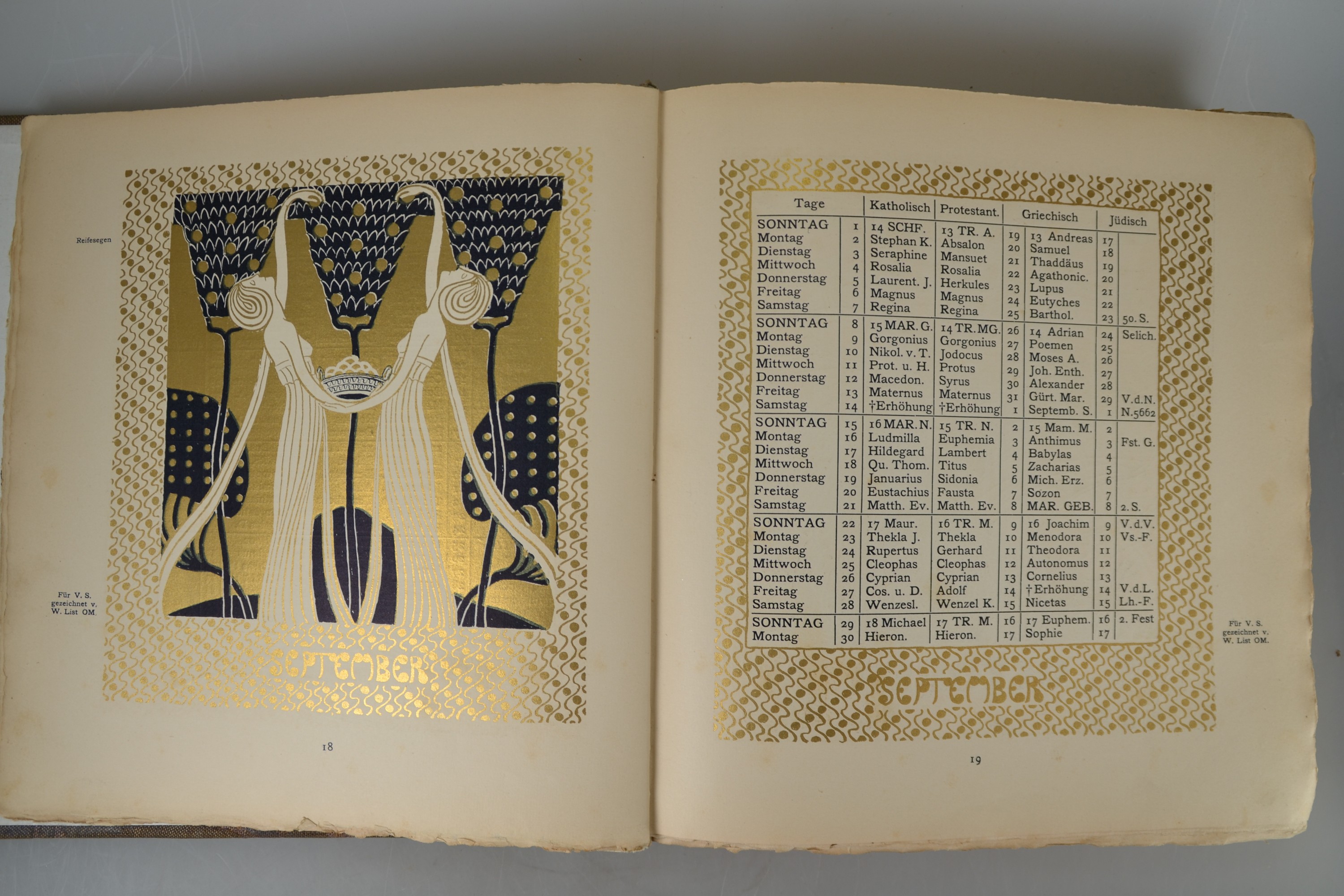 Detail l: Ver Sacrum "Mittheilungen der Vereinigung Bildender Künstler Österreichs", III. Jahr 1900, mit originalem Textileinband von Koloman ...