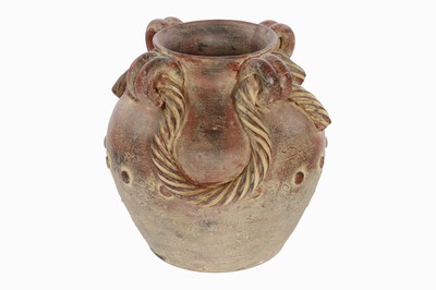 26934868a - Vorratsgefäß, Terracotta, rot u. ockerfarben changierend koloriert, ...
