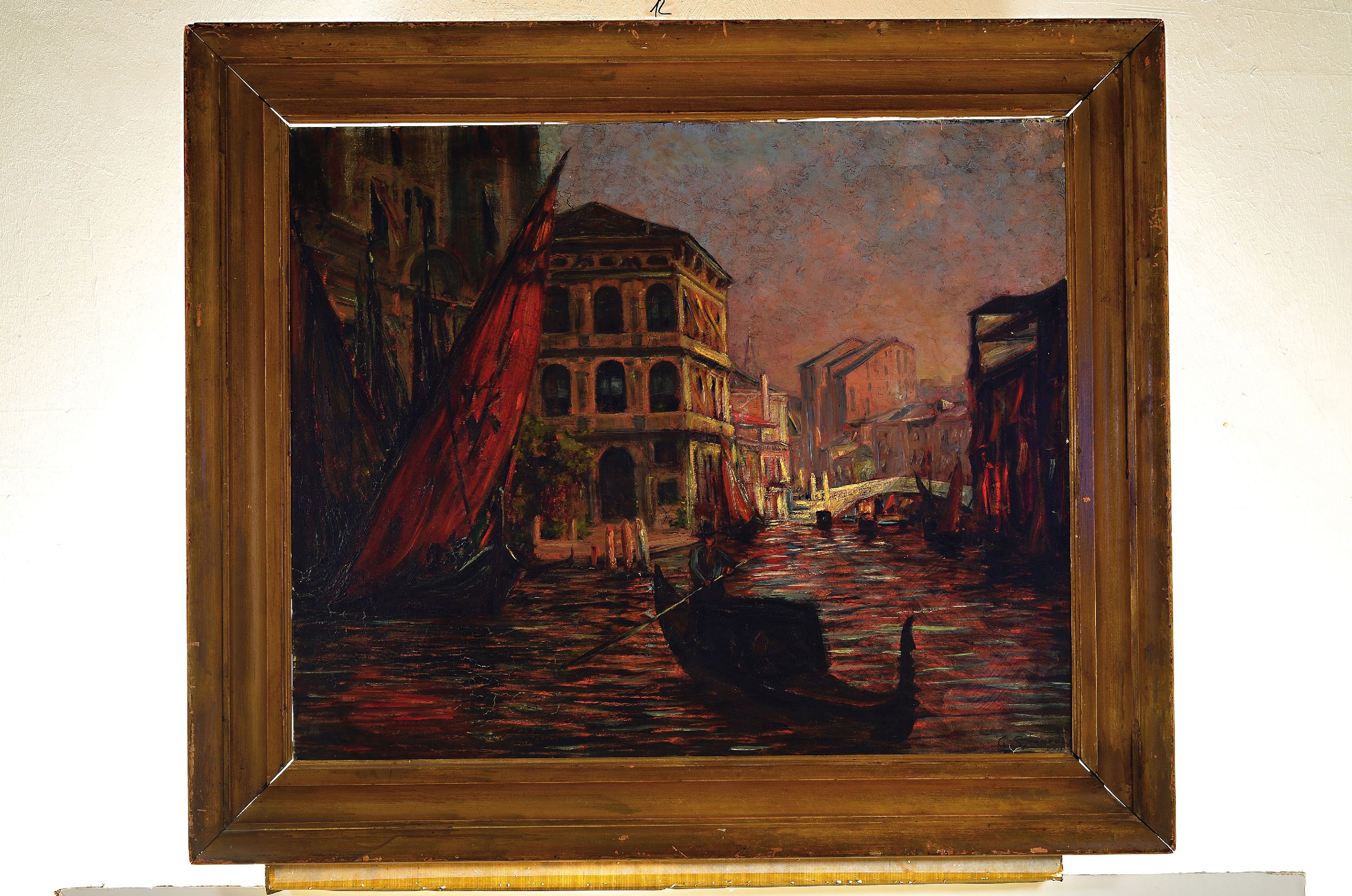 Detail k: G. Spanetti, Maler der 1. Hälfte des 20. Jh., Ansicht aus Venedig, Öl/Lwd, rechts unten sign., ca. 64x77cm, R. ca. 81x96cm