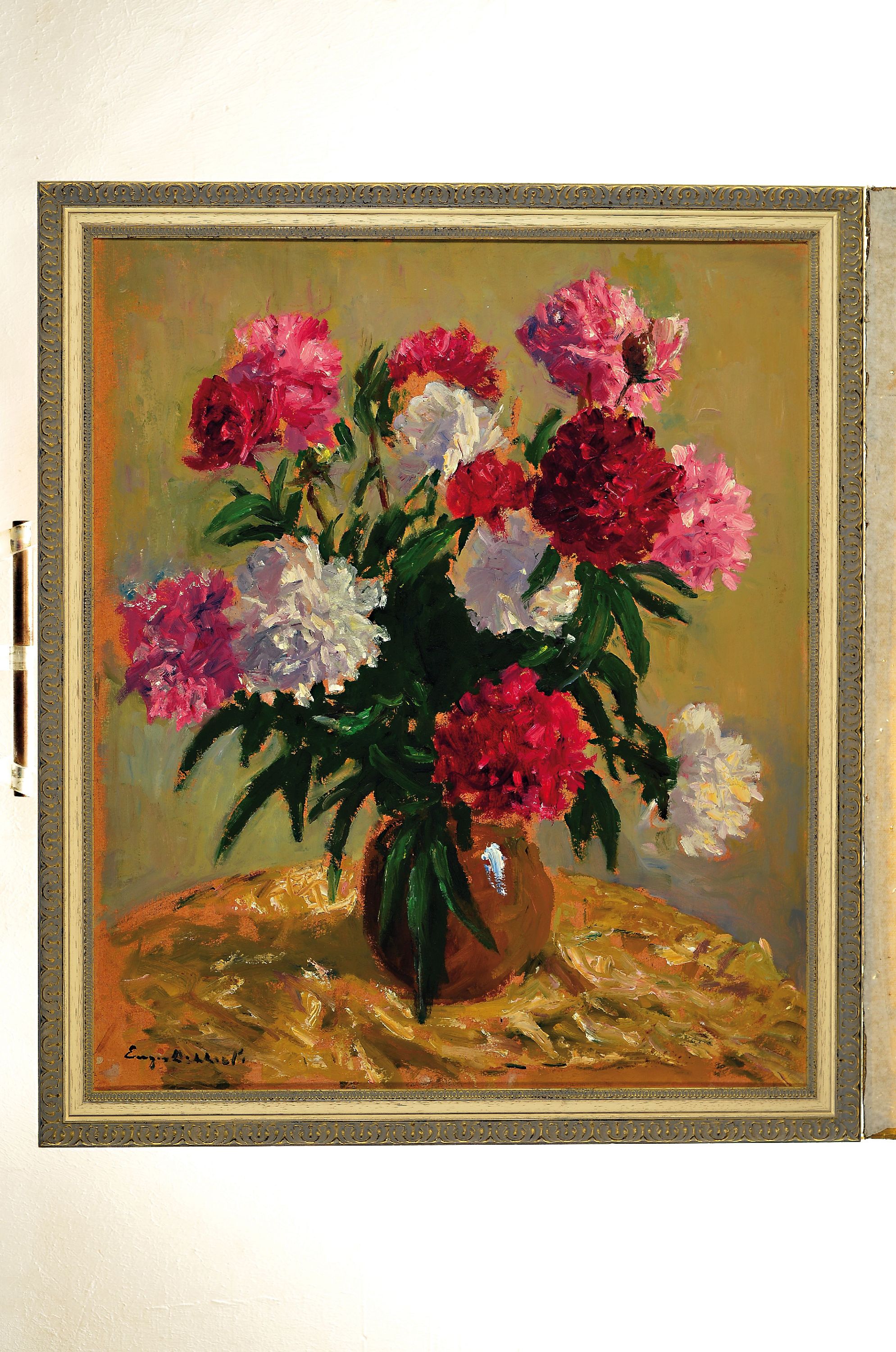 Detail k: Eugène Dekkert, 1865 Stettin-1956 Garmisch-Partenkirchen, Stillleben mit Pfingstrosen, Öl/Hartfaser, links unten sign., ca. 70x60cm, R. ca. 78x67cm
