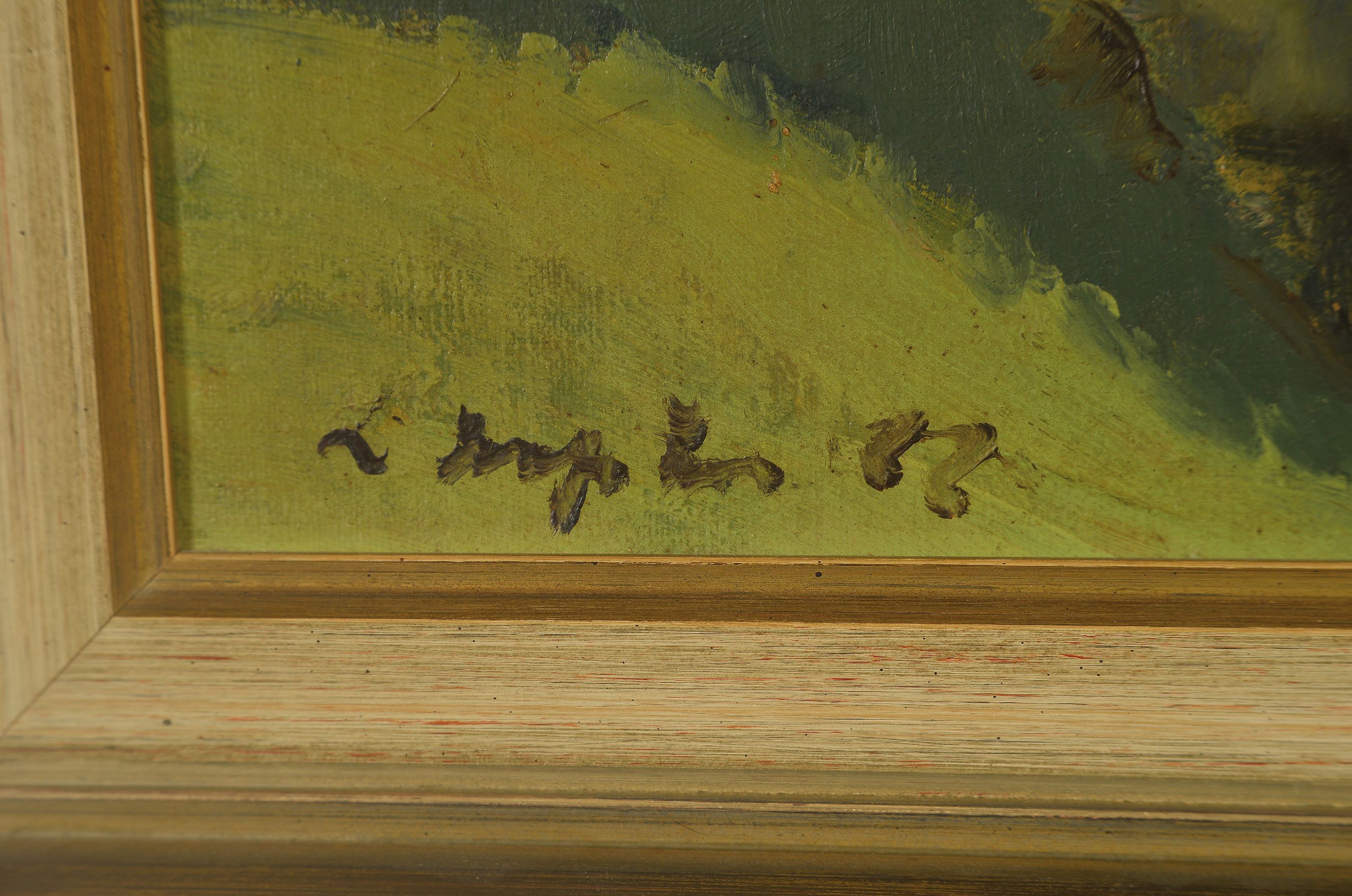 Detail l: Ungedeuteter Maler, dat. (19)22, An der Alb bei Mühlberg, rückseitig so betitelt, Öl/Malkarton, links unten unleserlich sign. und dat., ca. ...