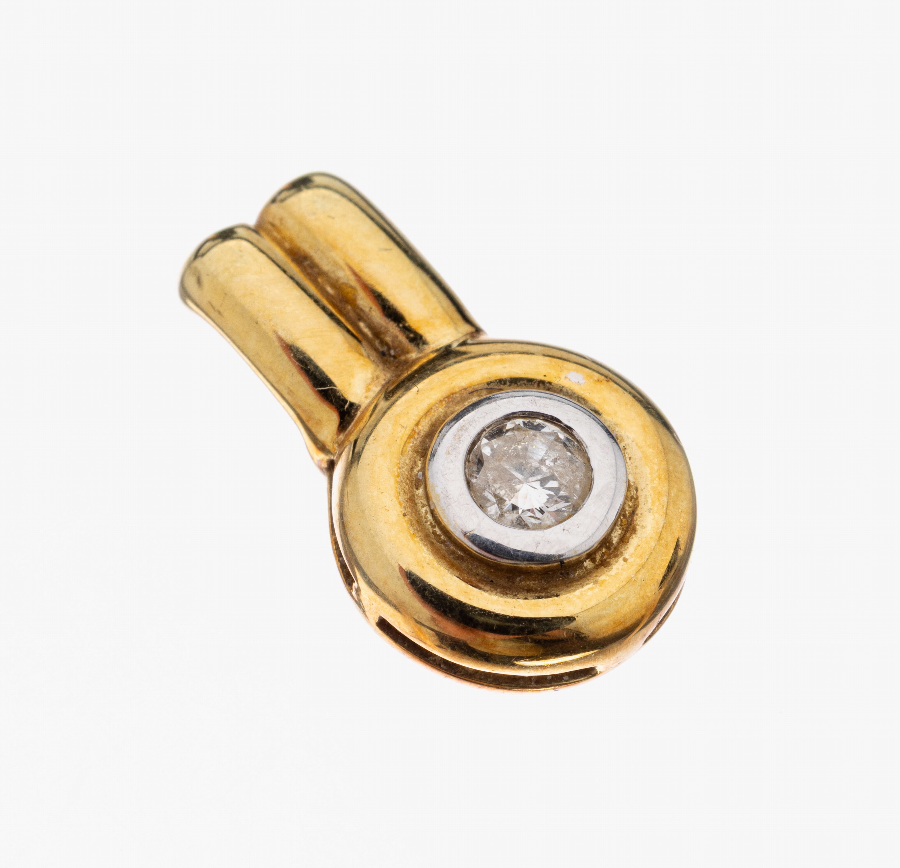 14 kt Gold Brillant-Anhänger, GG/WG 585/000, Brillant ca. 0.07 ct Weiß/p1, ca. 1.6g