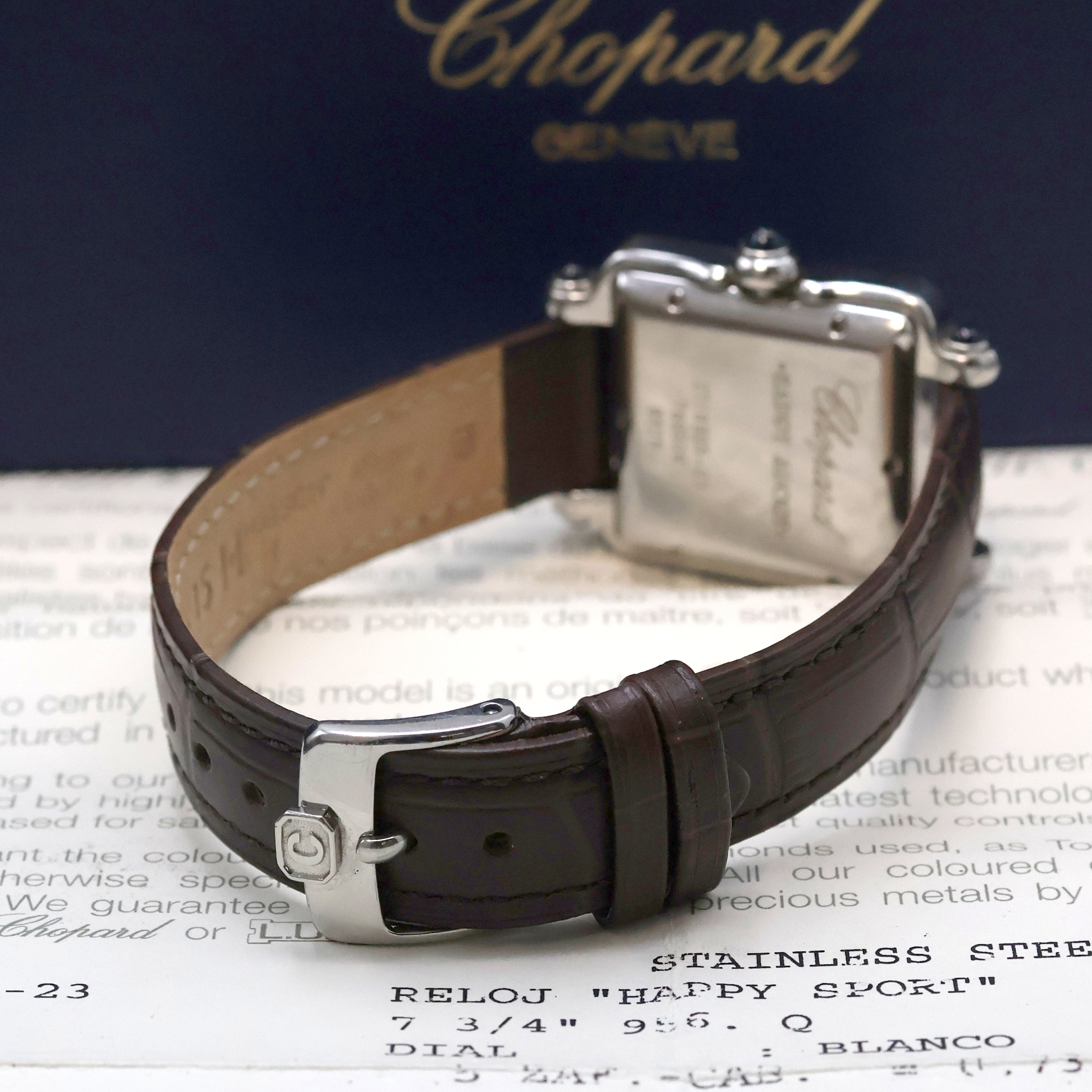 Detail b: CHOPARD Happy Sport Armbanduhr Referenz 27/8325-23, Schweiz verk. lt. Zertifikat 11/2001, quarz, 3-tlg. Gehäuse, Boden 6-fach verschr., neutr. ...