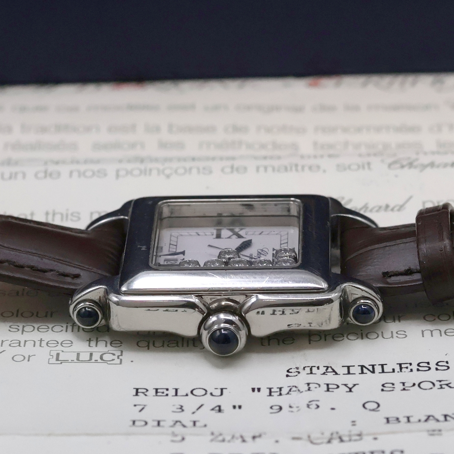 Detail c: CHOPARD Happy Sport Armbanduhr Referenz 27/8325-23, Schweiz verk. lt. Zertifikat 11/2001, quarz, 3-tlg. Gehäuse, Boden 6-fach verschr., neutr. ...