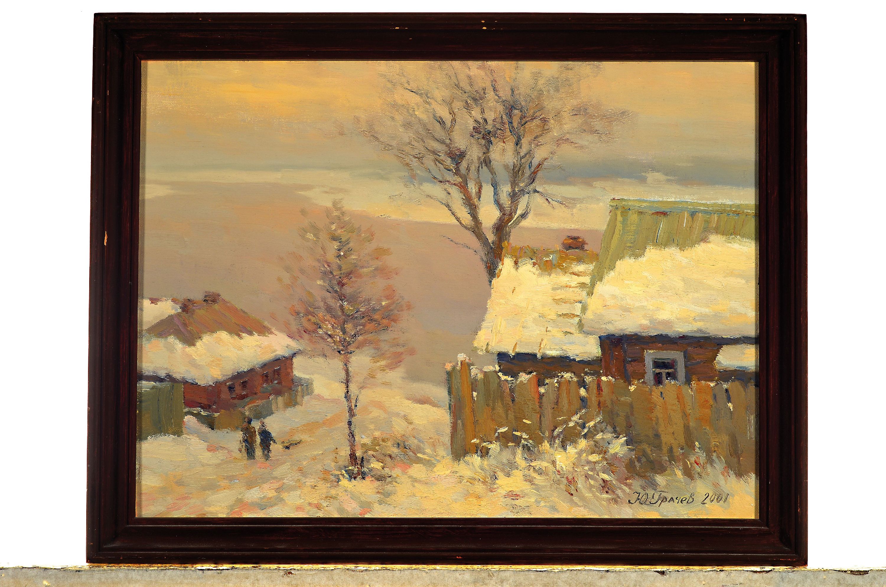 Detail k: Yuri Grachev, zeitgen. russischer Künstler, 2 Arbeiten in Öl/Malkarton, beide sign. und dat. 2001 bzw. 03, 1x Sommerlandschaft mit Haus und ...
