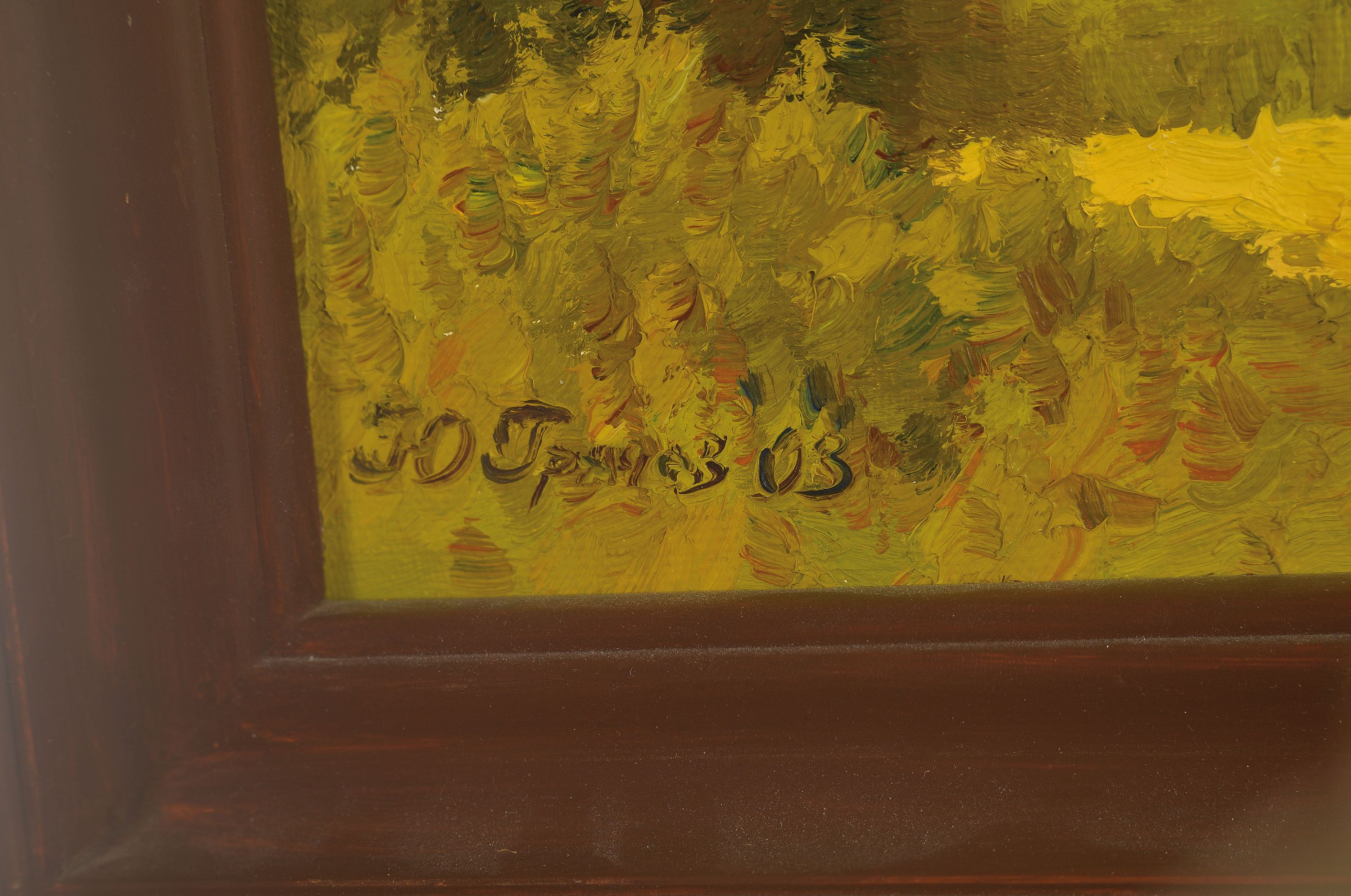 Detail m: Yuri Grachev, zeitgen. russischer Künstler, 2 Arbeiten in Öl/Malkarton, beide sign. und dat. 2001 bzw. 03, 1x Sommerlandschaft mit Haus und ...