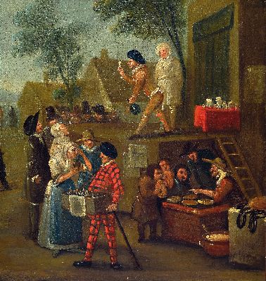 Image 26935056 - Unbekannter Künstler, wohl Niederlande, 19. Jh., vielfigurige Jahrmarktszene, ...