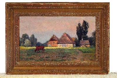 26935065k - Maria Moritz-Lübben, 1860 Lübben-1925, Norddeutscher Bauernhof im Licht, ...