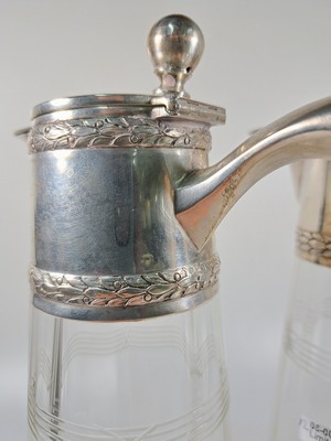 26935086l - Paar Karaffen mit Silbermonturen, Österreich/Ungarn, um 1900, 800er Silber, ...