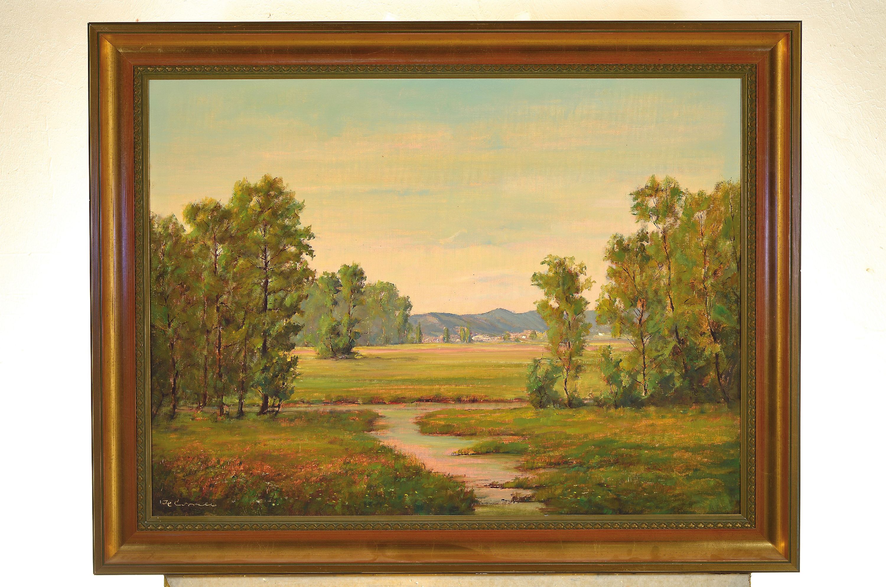Detail k: Hermann Correll, 1905 - 1976 Neustadt an der Weinstraße, Sommerlandschaft mit Blick auf die Haardt, Öl/Lwd, signiert, ca. 60 x 80 cm, Rahmen 72 x ...