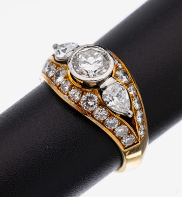 Image 18 kt Gold Diamant-Ring, GG/WG 750/000, 1 Brillant ca. 0.58 Weiß/vs, 2 ...