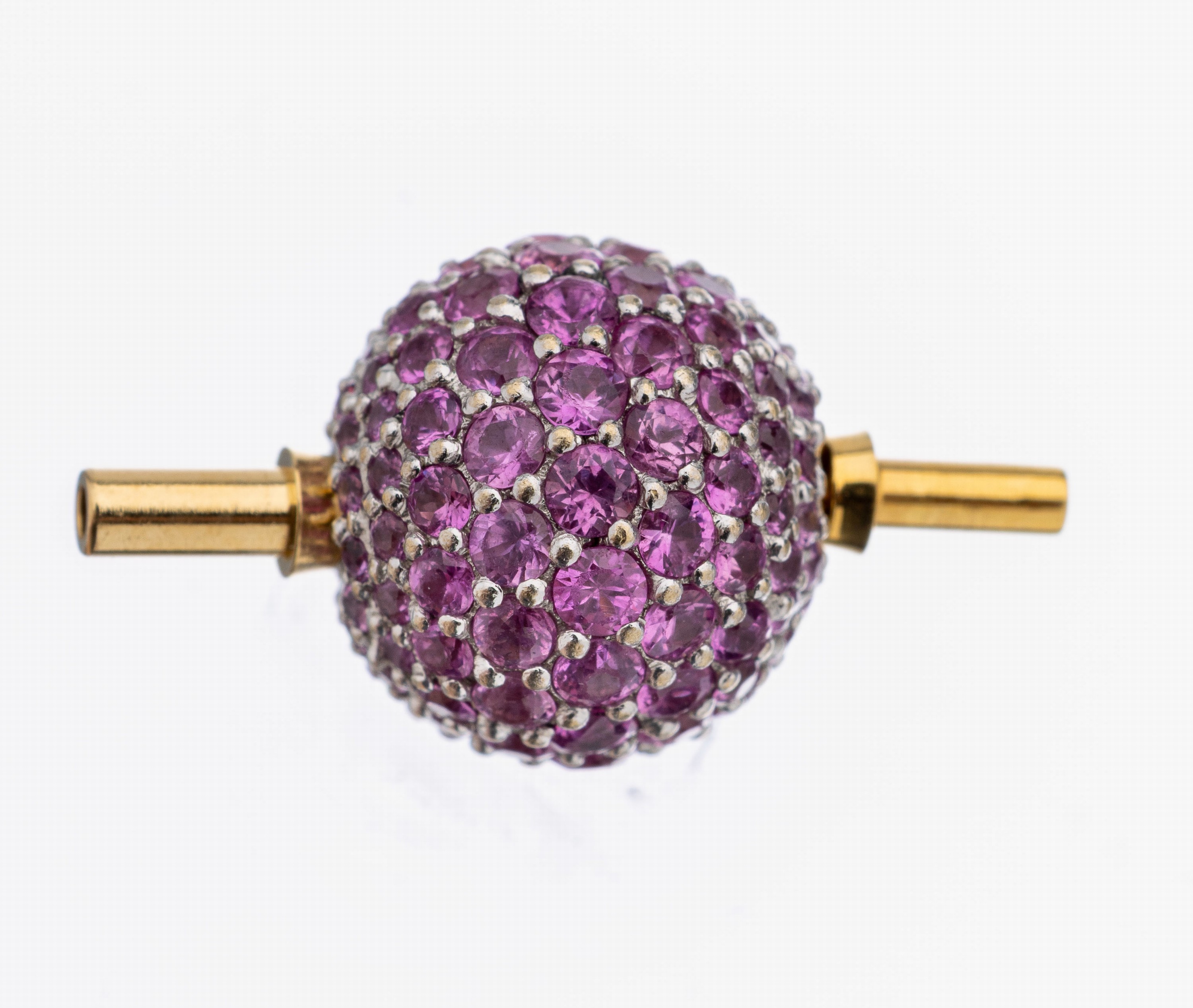 18 kt Gold Saphir-Wechselschließe, GG 750/000, rundfacett. Pinksaphire, D. ca. 10.4 mm, ca. 3.1 g