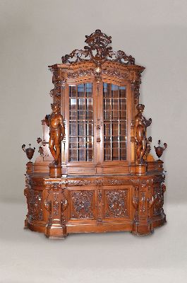 Image 26935373 - Prächtiger Vitrinenschrank/Aufsatzschrank, Historismus um 1900, Mahagoni meist ...