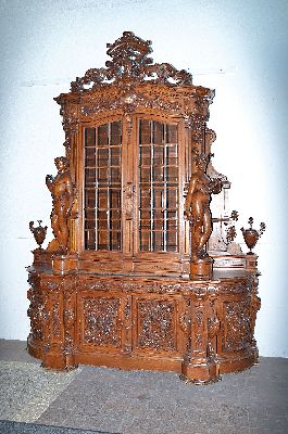 26935373a - Prächtiger Vitrinenschrank/Aufsatzschrank, Historismus um 1900, Mahagoni meist ...