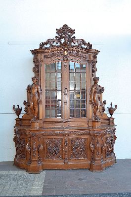 26935373b - Prächtiger Vitrinenschrank/Aufsatzschrank, Historismus um 1900, Mahagoni meist ...