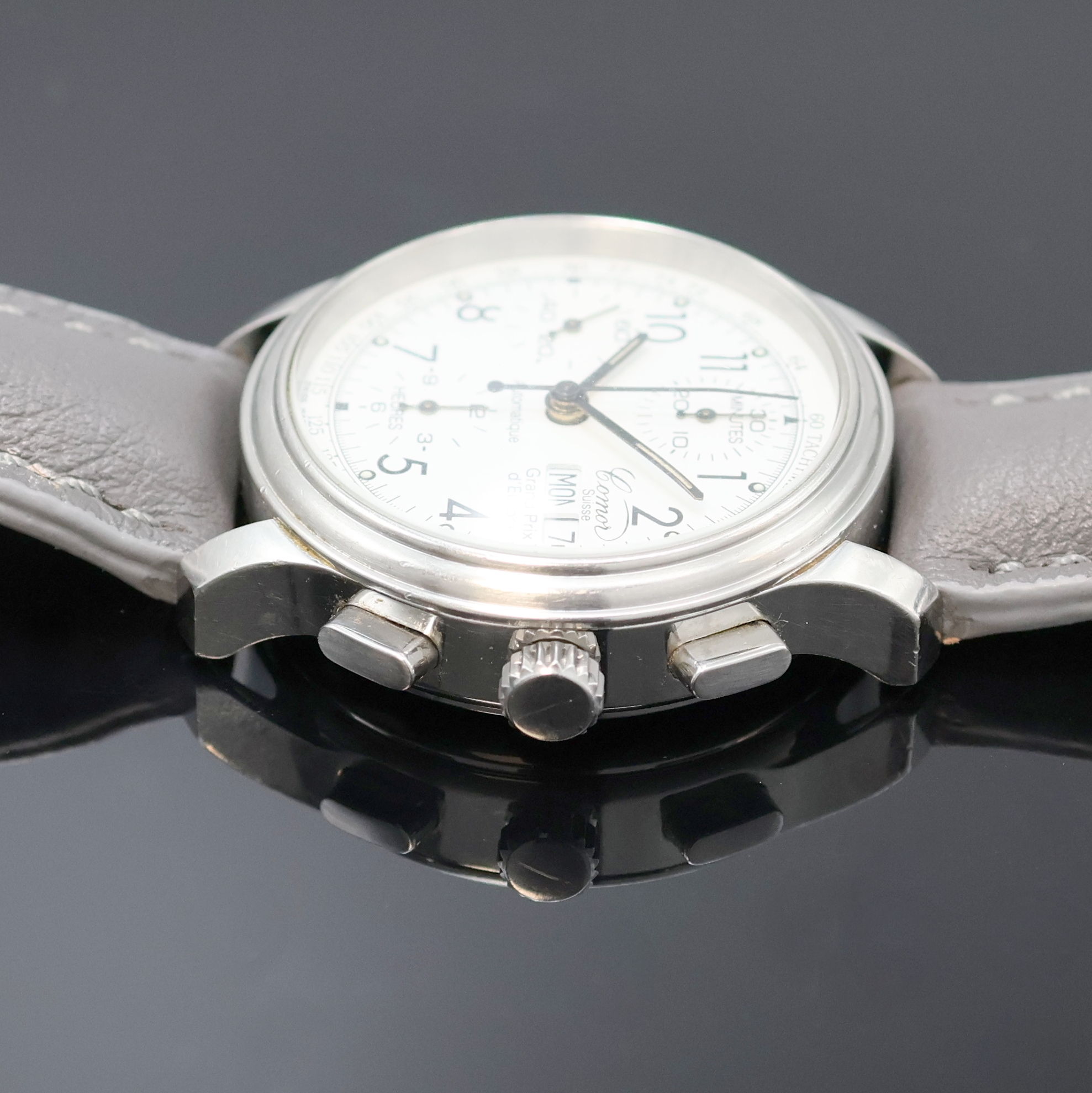 Detail b: COMOR Grand Prix d'Europe Herrenchronograph in Stahl Schweiz um 1995, Automatik, angefertigt anlässlich des Formel 1 Rennens "Grande Prix ...