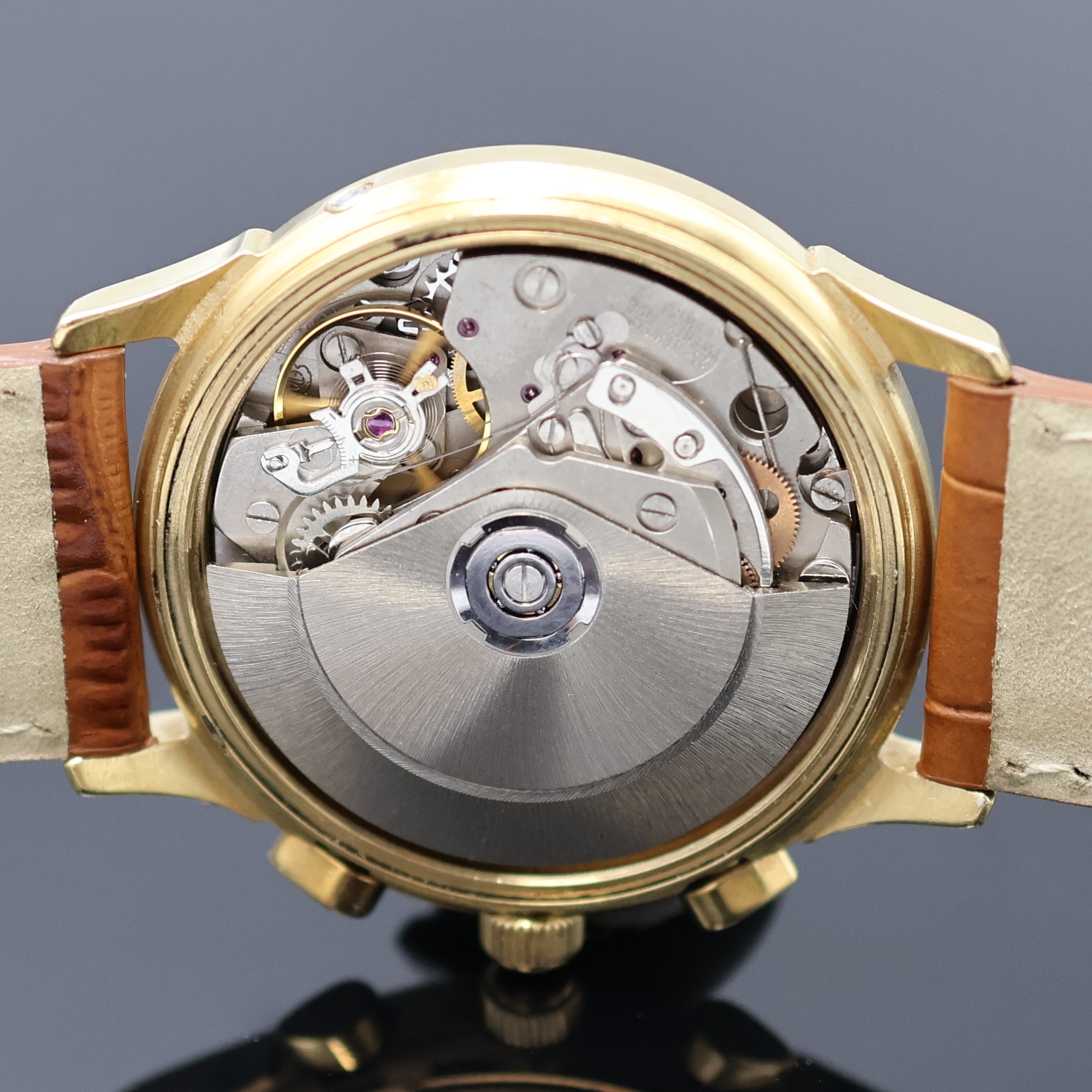 Detail e: MERVEILLEUX Armbandchronograph mit Vollkalender und Mondphase Valjoux 7751, Schweiz um 1995, Automatik, verg. Geh. m. verschr. Stahlboden, silb. ...