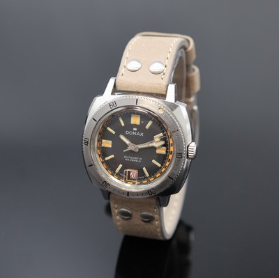 Image DONAX DeepDiver seltene Herrenarmbanduhr in Stahl, Schweiz um 1965, Automatik, ...