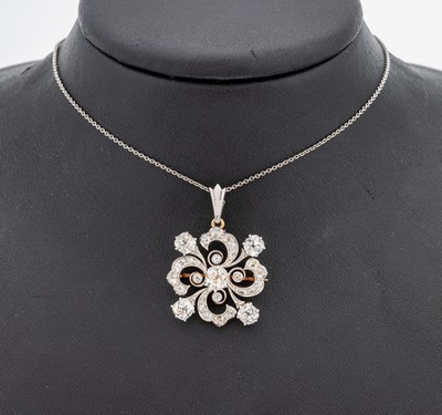 Image 14 kt Gold und Platin Diamant- Brosche/Anhänger, GG 585/000 und Platin, wohl ...