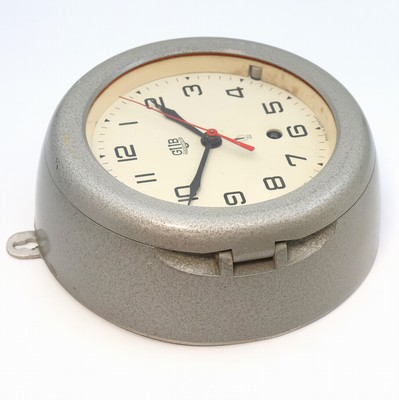 26935484c - GUB Glashütte/Sa Q1 8-Tage Schiffsuhr mit Zentralsekunde, DDR um 1960, grau ...