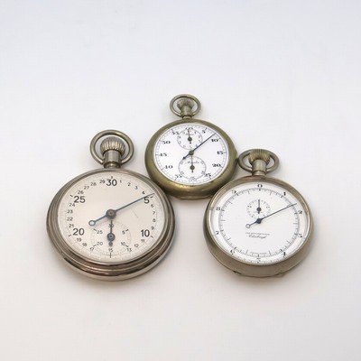 Image Konvolut: 3 Stoppuhren, Schweiz 1920 - 1940,1 x JAS RITCHIE & SON Edinburgh, ...