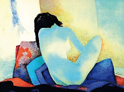 Claude Gaveau, geb. 1940 Neuilly sur Seine, Sehnsucht, Farblithographie von 1987,handsign. und bez. H.C., Auflage 350 Exempl., ca. 55x 75cm, PP, ...