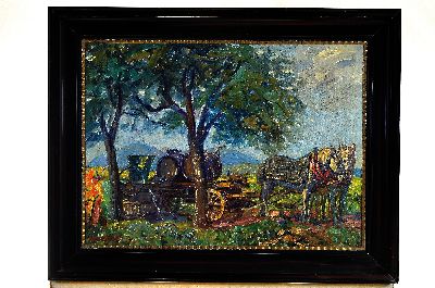26935494k - Heinrich Strieffler, 1872 Neustadt-1949 Landau, pfälzer Weinleselandschaft, ...