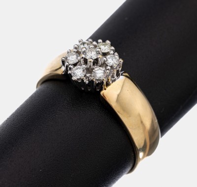 Image 14 kt Gold Brillant-Ring, GG/WG 585/000, 7 Brillanten zus. ca. 0.21 ct Weiß/si, ...