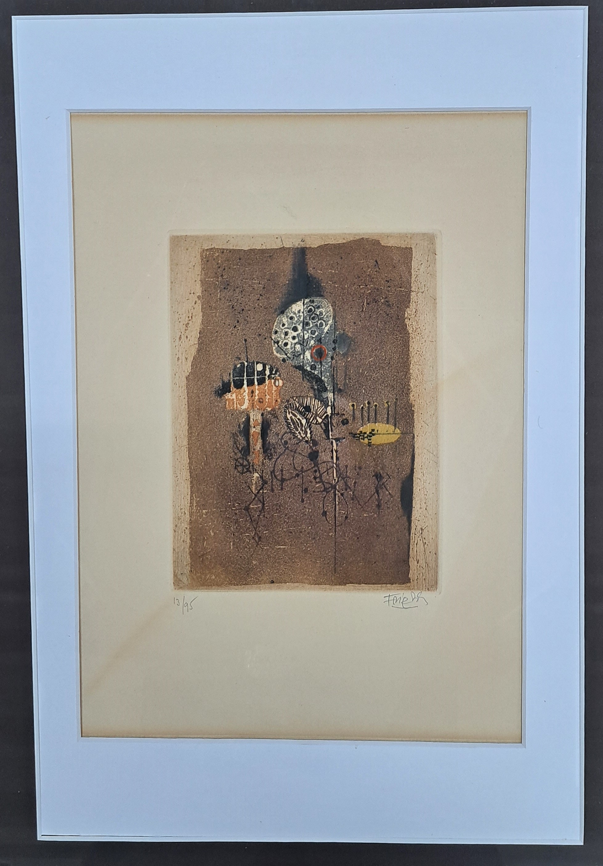 Detail a: Johnny Friedlaender, 1912 Pleß/Oberschlesien- 1992 Paris, 2 Grafiken und ein Buchband, 1 x Liegendes Paar, Farbradierung aus der Mappe Fleurs et ...