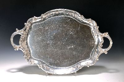 Image Großes Doppelhenkeltablett, Österreich, um 1870-1900, Rokokostil, Silber, mit ...