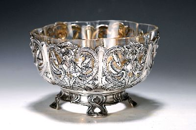 Image 26935533 - Fußschale, Jugendstil, deutsch, um 1900, 800er Silber, Wandung in ...