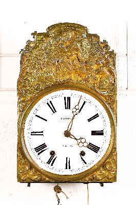 Image Comtoise mit stilisierten Berthoud-Pendel, Frankreich um 1880, geprägte ...