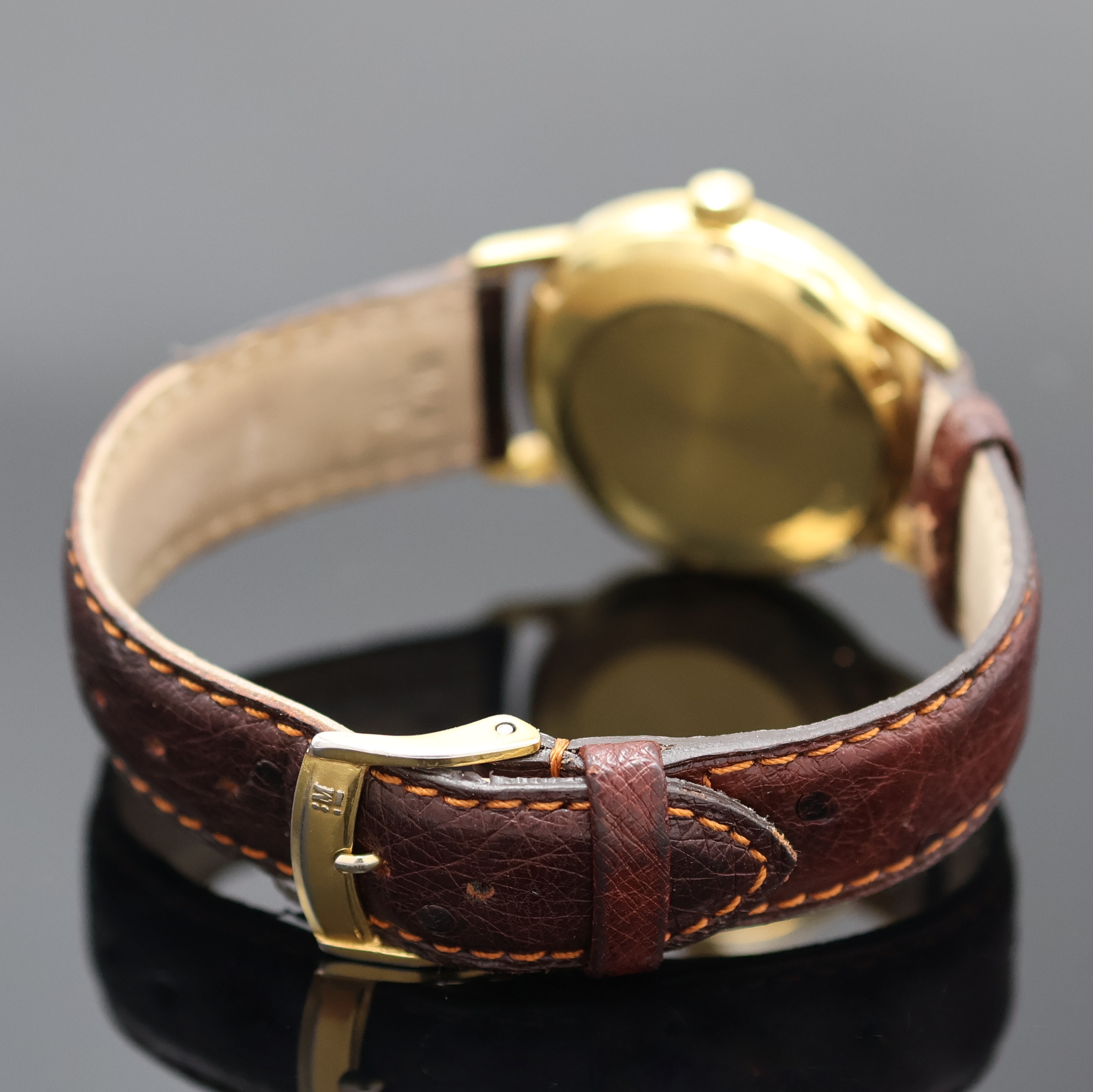 Detail b: OMEGA MEISTER Automatic Geneve Armbanduhr in GG 750/000 Referenz 166037, Schweiz um 1968, Automatik, 2-tlg. Geh., Boden verschr., orig. Krone, gold. ...