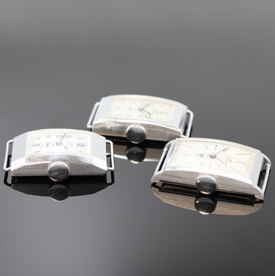26936238d - LIP T.18 - 3 rechteckige Armbanduhren aus Lagerbestand um 1940, Frankreich, Handaufzug, ...