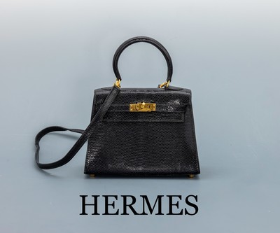 Image HERMES Mini Kelly 20, "Salvator Lizard Salier", Eidechse, shiny black, von ...