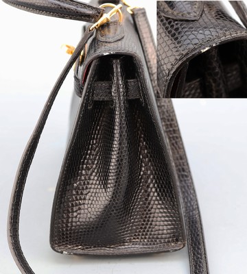 26936265b - HERMES Mini Kelly 20, "Salvator Lizard Salier", Eidechse, shiny black, von ...