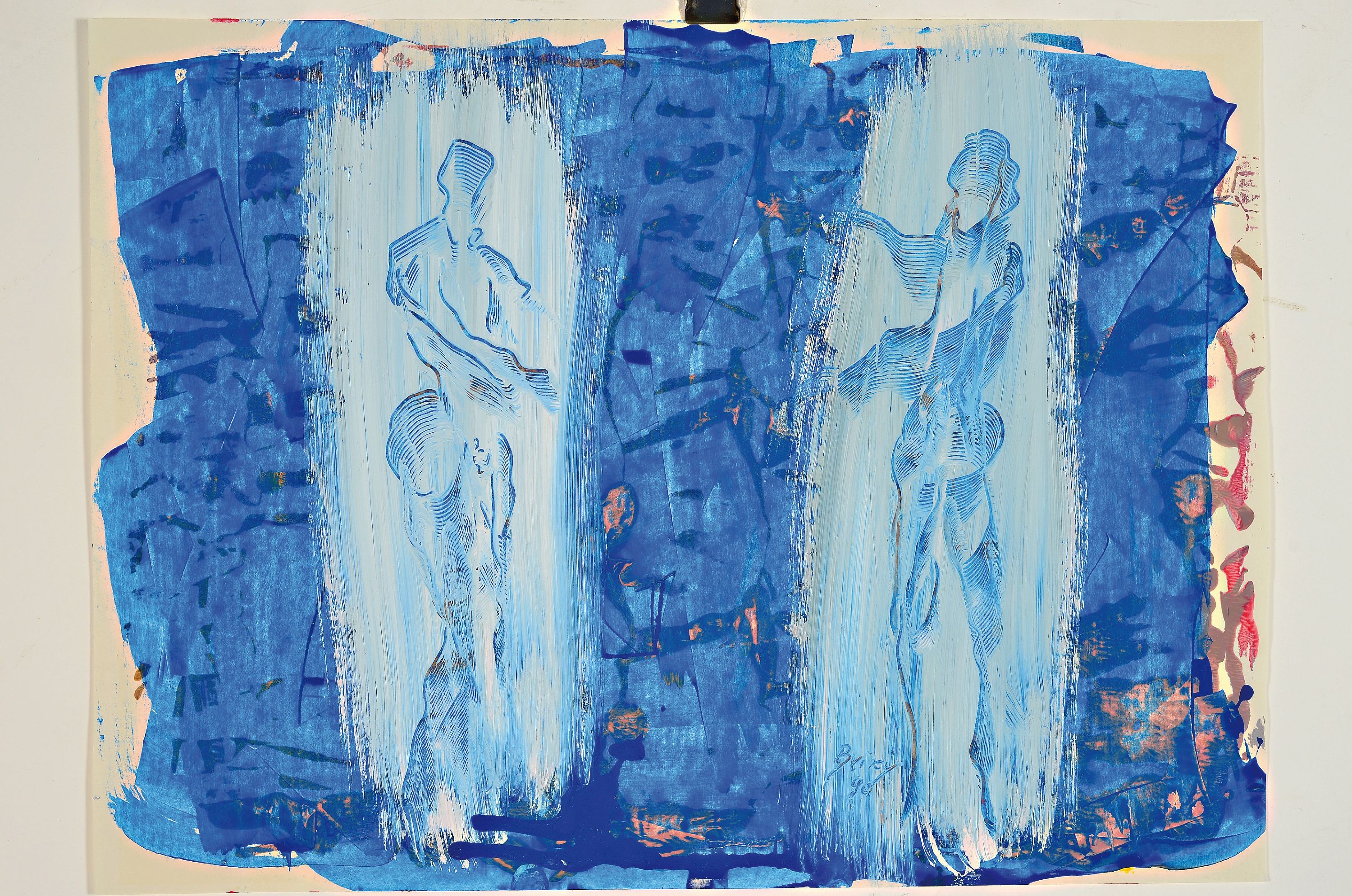 Detail k: Dietmar Brixy, geb. 1961 Mannheim, zwei Figuren, Aquarell und Gouache auf Papier,ca. 40x30 cm