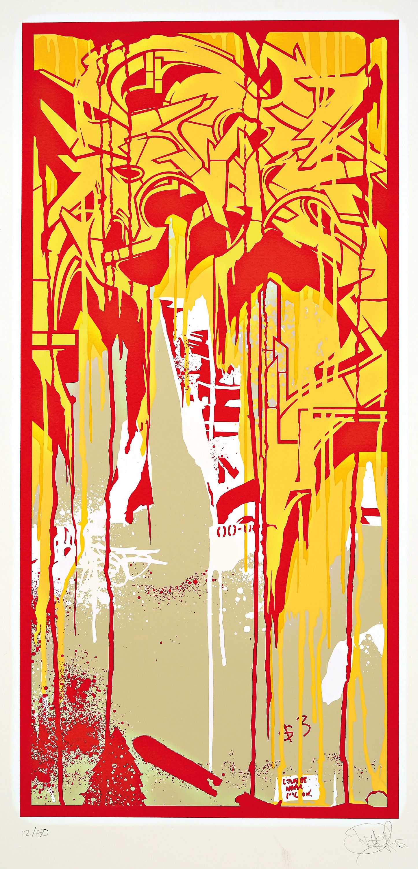 Dvate, zeitgenössischer Künstler aus den USA, Caramell Custard, Farbsiebdruck, handsign., num. 12/50, Blattgr. ca. 60x30cm