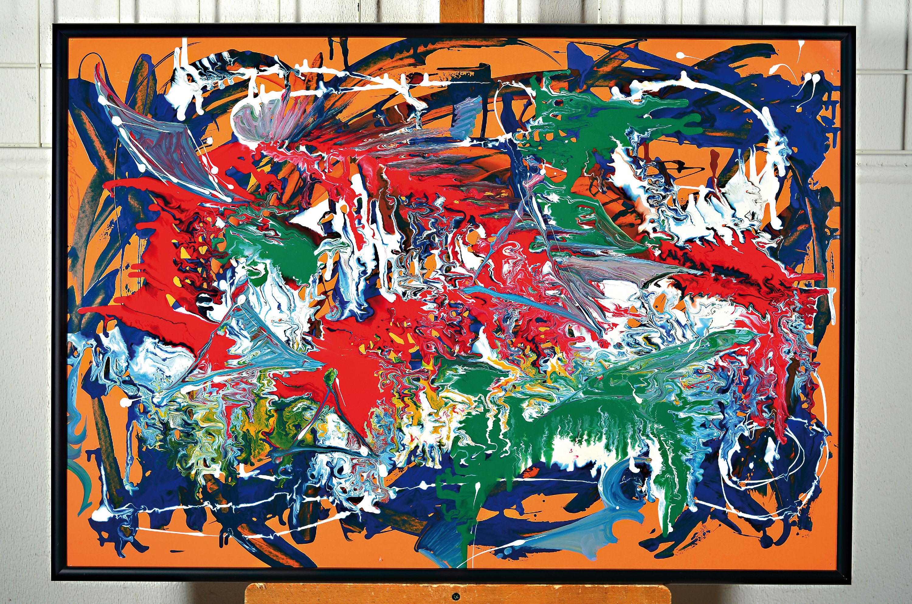 Detail k: Rudi Bernstein, geb. 1950 Mannheim, Farbtaifun, Lackfarben auf Karton, signiert und dat. 1981, ca. 92x62cm, R.