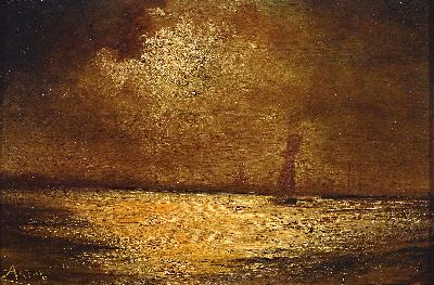 Image 26936315 - Louis Artan de Saint Martin, Den Haag 1837 - Niewpoort 1890, Mondlandschaft mit ...