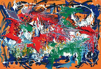Image Rudi Bernstein, geb. 1950 Mannheim, Farbtaifun, Lackfarben auf Karton, signiert und dat. ...