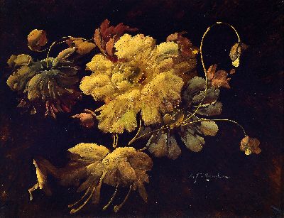 Image 26936443 - Mayr-Roosenbaum, Maler um 1900, Blumenstillleben auf schwarzem Grund, Öl/Malkarton, ...