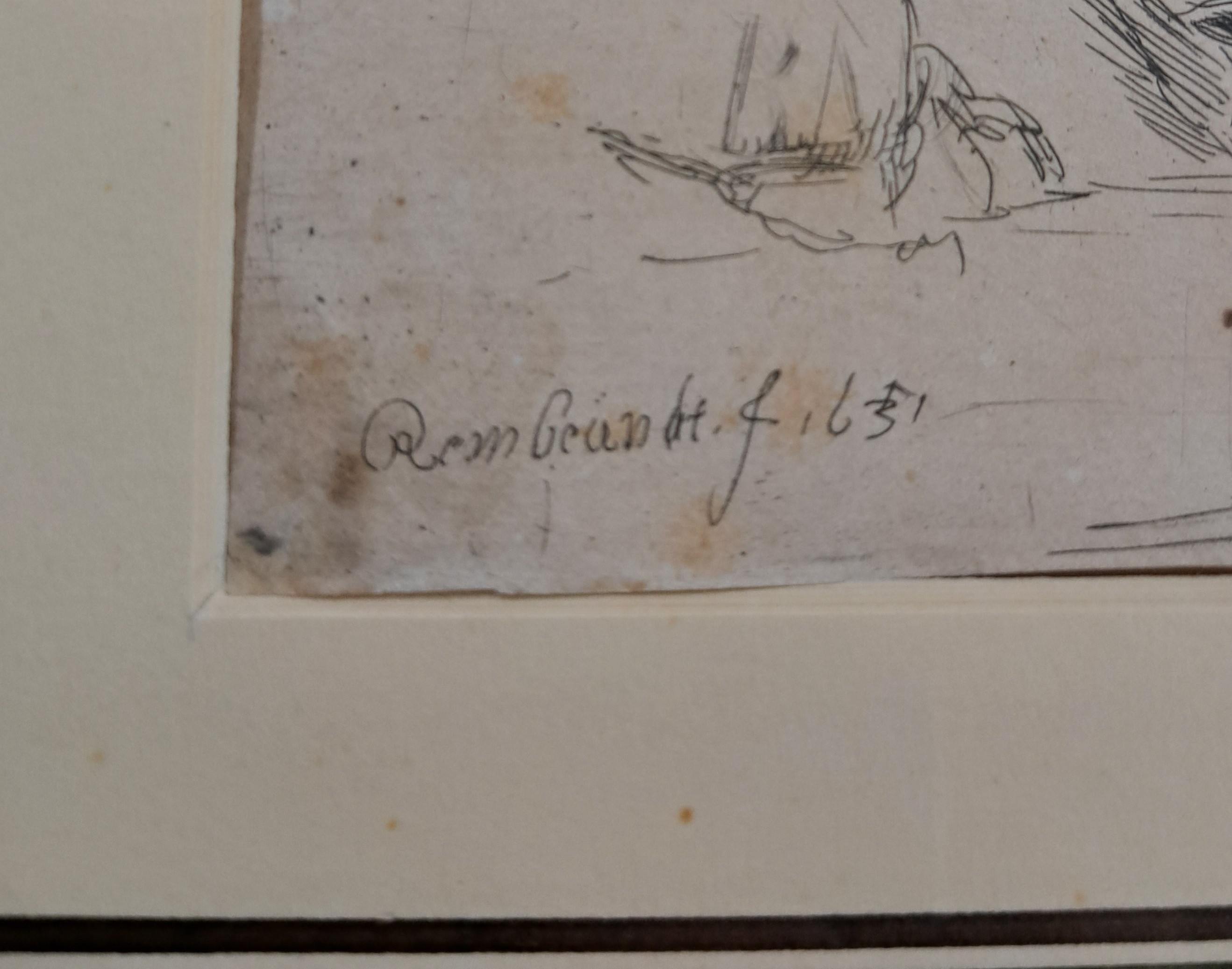 Detail o: Rembrandt Harmensz van Rijn, 1606 Leiden-1669 Amsterdam, Radierung, "Die badenden Männer",in der Platte sign., und dat. 1651, "Die 5 ...