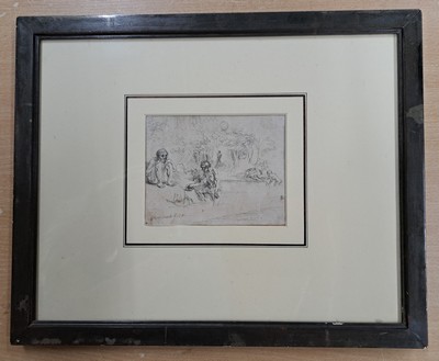 26936698l - Rembrandt Harmensz van Rijn, 1606 Leiden-1669 Amsterdam, Radierung, "Die badenden ...