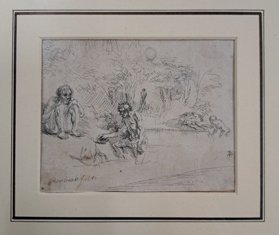 26936698m - Rembrandt Harmensz van Rijn, 1606 Leiden-1669 Amsterdam, Radierung, "Die badenden ...